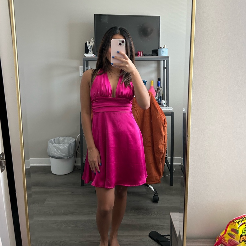Garage satin halter dress